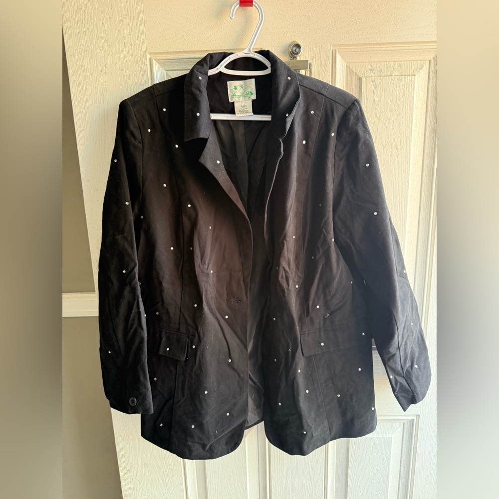 Quacker Factory Black Blazer with Pearl Details